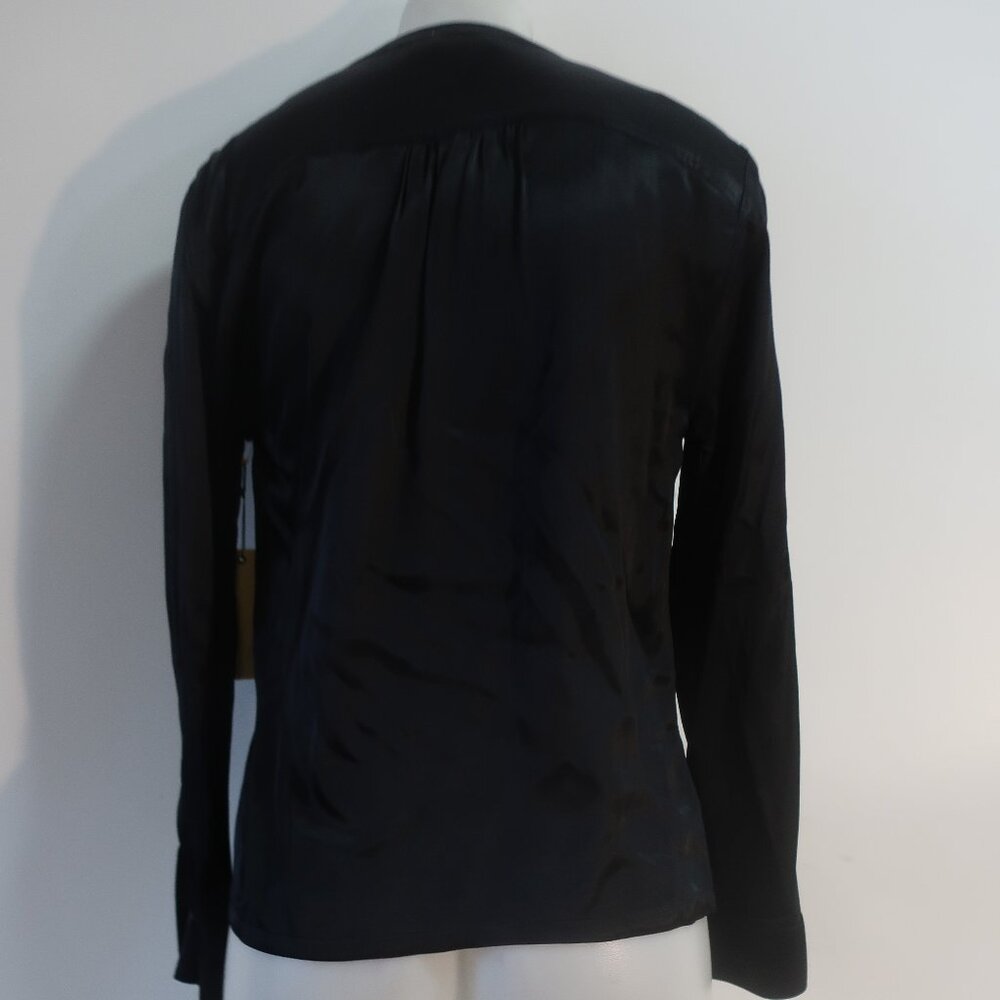 NWT Womens Nation LTD Black (Item-35) Ella Satin Cut Away Henley Satin Blouse XS - Picture 9 of 13